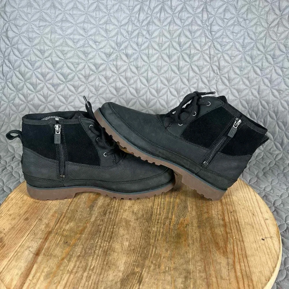 UGG Boots Youth 6 Bradley Ankle Black Water Resistant Suede Leather Shoes